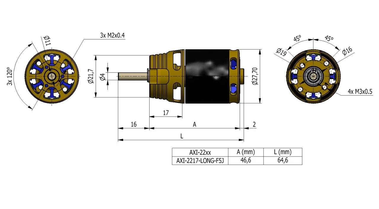Axi 2217/20 V2 Long F5J 840 RPM/V 84g Outrunner 5 Axi 2217/20 V2 Long F5J 840 RPM/V 84g Outrunner - Image 3