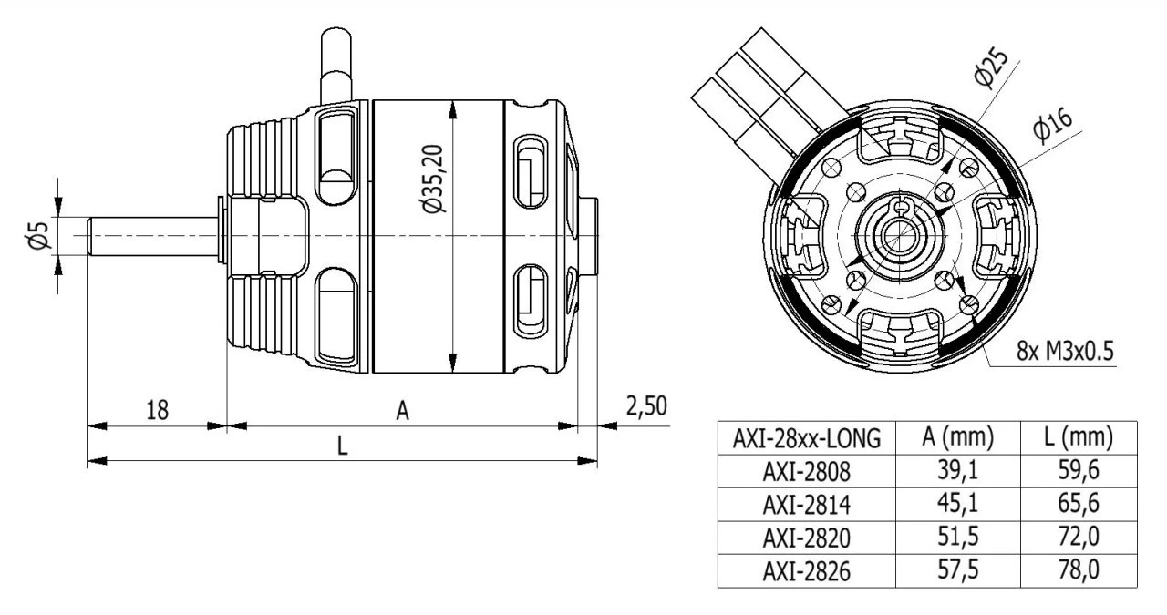 Axi 2820/12 V2 Long 990 RPM/V 158g Outrunner 5 Axi 2820/12 V2 Long 990 RPM/V 158g Outrunner - Image 3