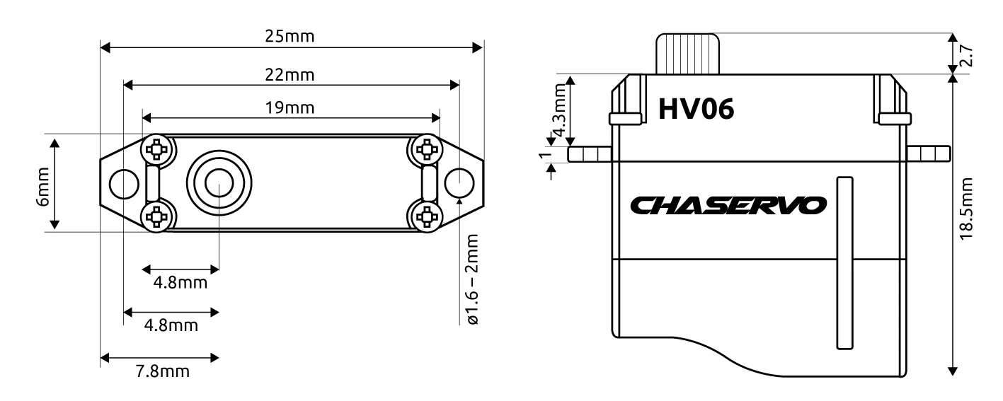 CHA HV06Servo - 2.4Kg.cm 0.05s 5.8g 6mm 5 CHA HV06Servo - 2.4Kg.cm 0.05s 5.8g 6mm - Image 3