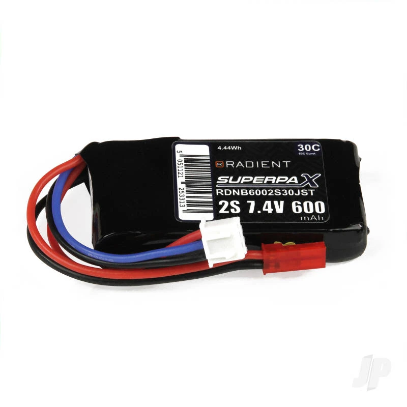 Radient LiPo 2S 600mAh 7.4V 30C JST 3 Radient LiPo 2S 600mAh 7.4V 30C JST