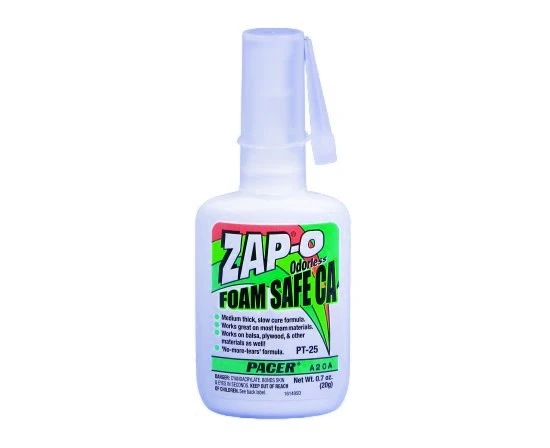 ZAP Odourless Foam Safe CA+ 0.7 Oz Superglue PT25 3 ZAP Odourless Foam Safe CA+ 0.7 Oz Superglue PT25